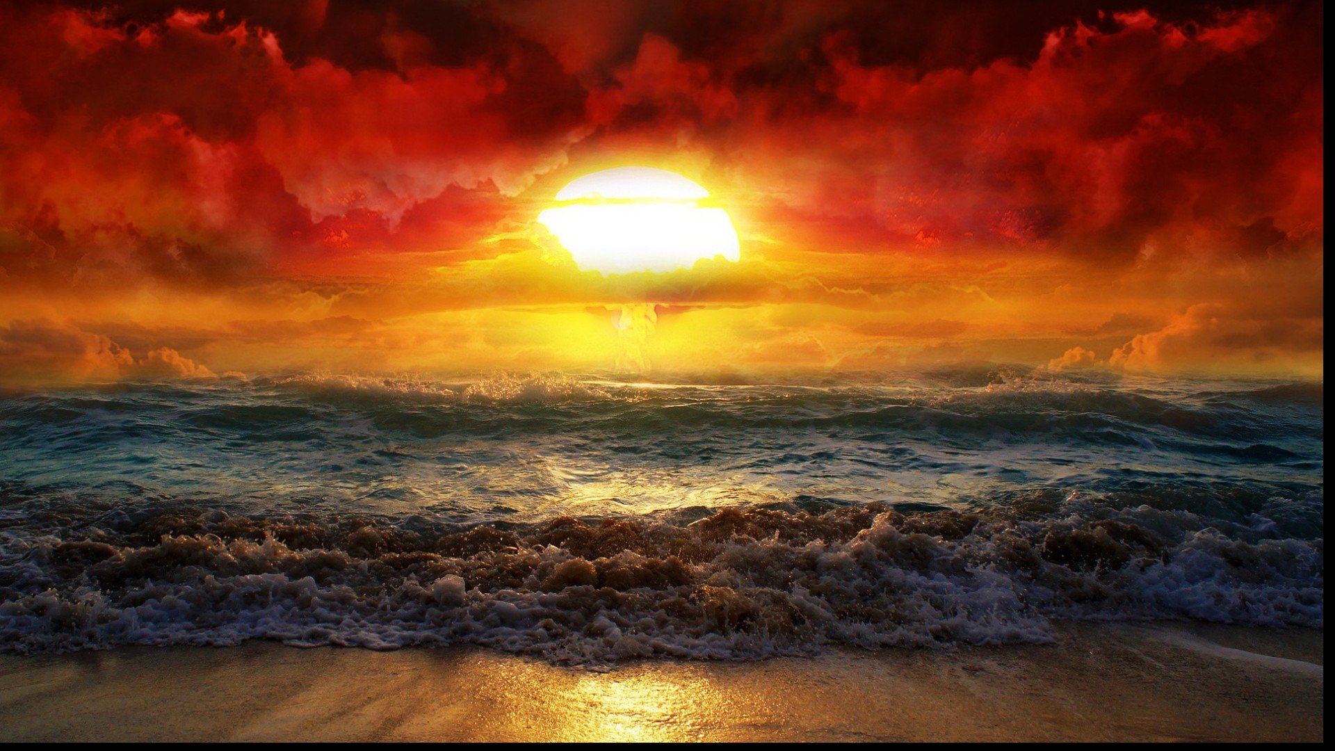 sun, Sunset, Ocean, Cloud Wallpaper