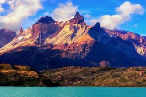 national park torres del paine lake mountain, Blue