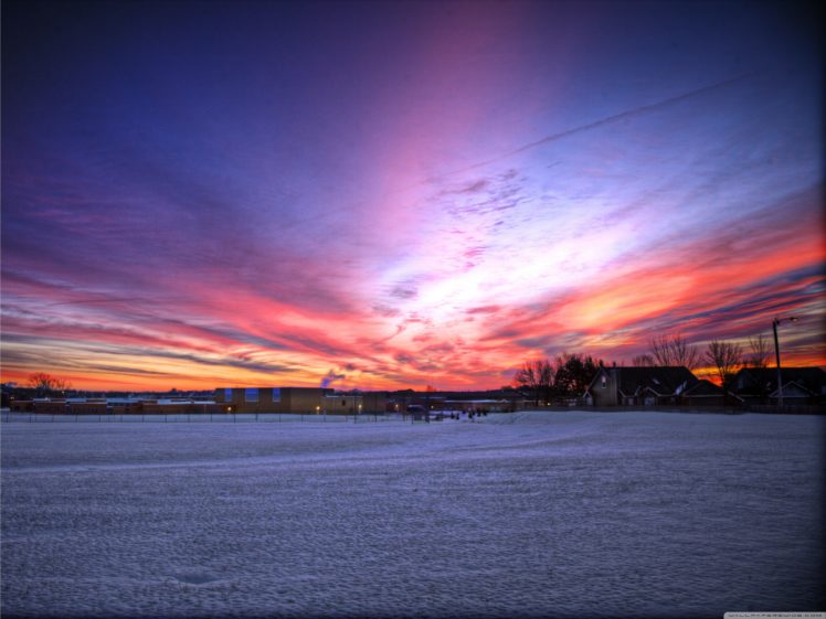 sunrise, Nature, Winter HD Wallpaper Desktop Background