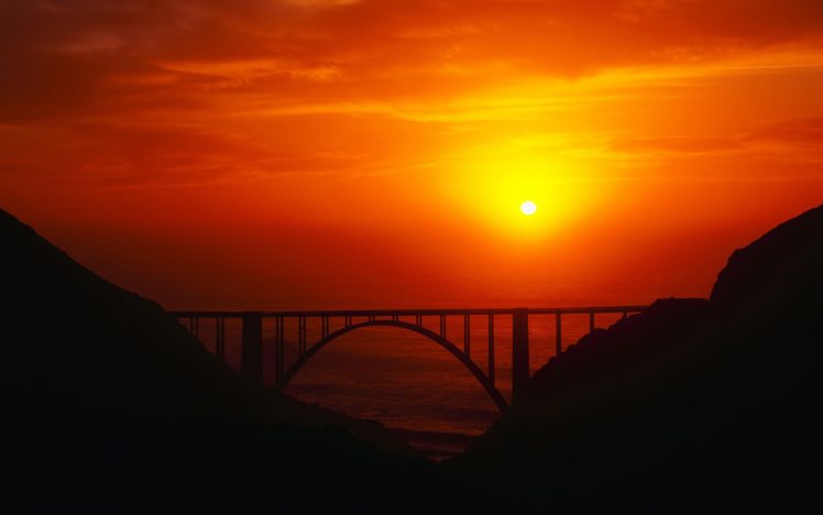 sunset, Landscapes, Bridges HD Wallpaper Desktop Background
