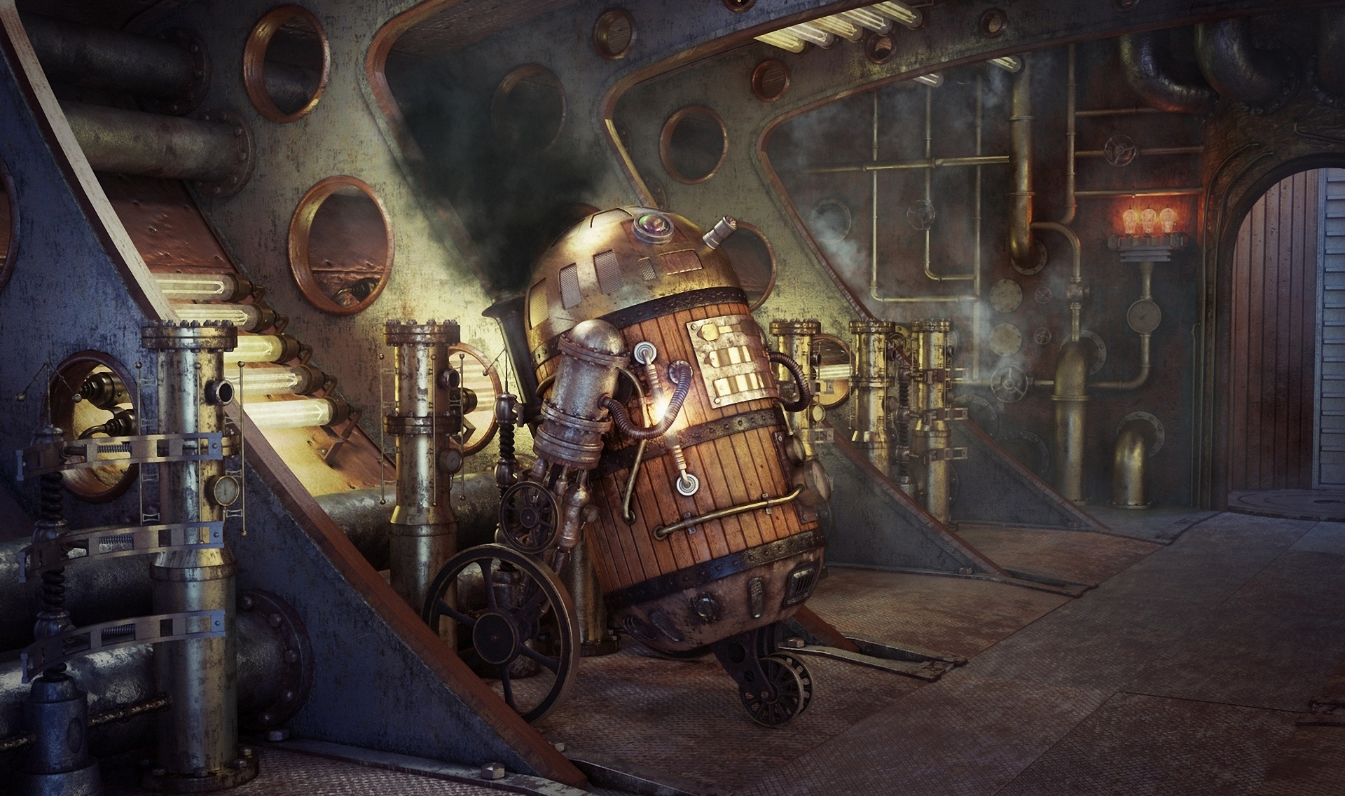Art Star Wars Steampunk Robot R2d2 Smoke Pipes Movies Futuristic Wallpapers Hd Desktop And Mobile Backgrounds