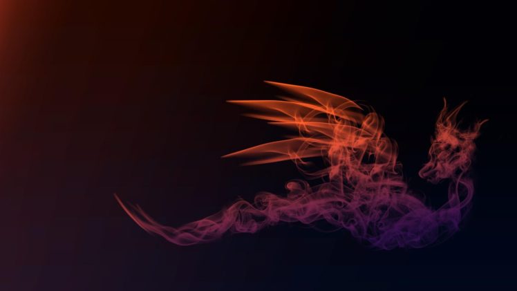 smoky, Dragon,  red, Fractal HD Wallpaper Desktop Background
