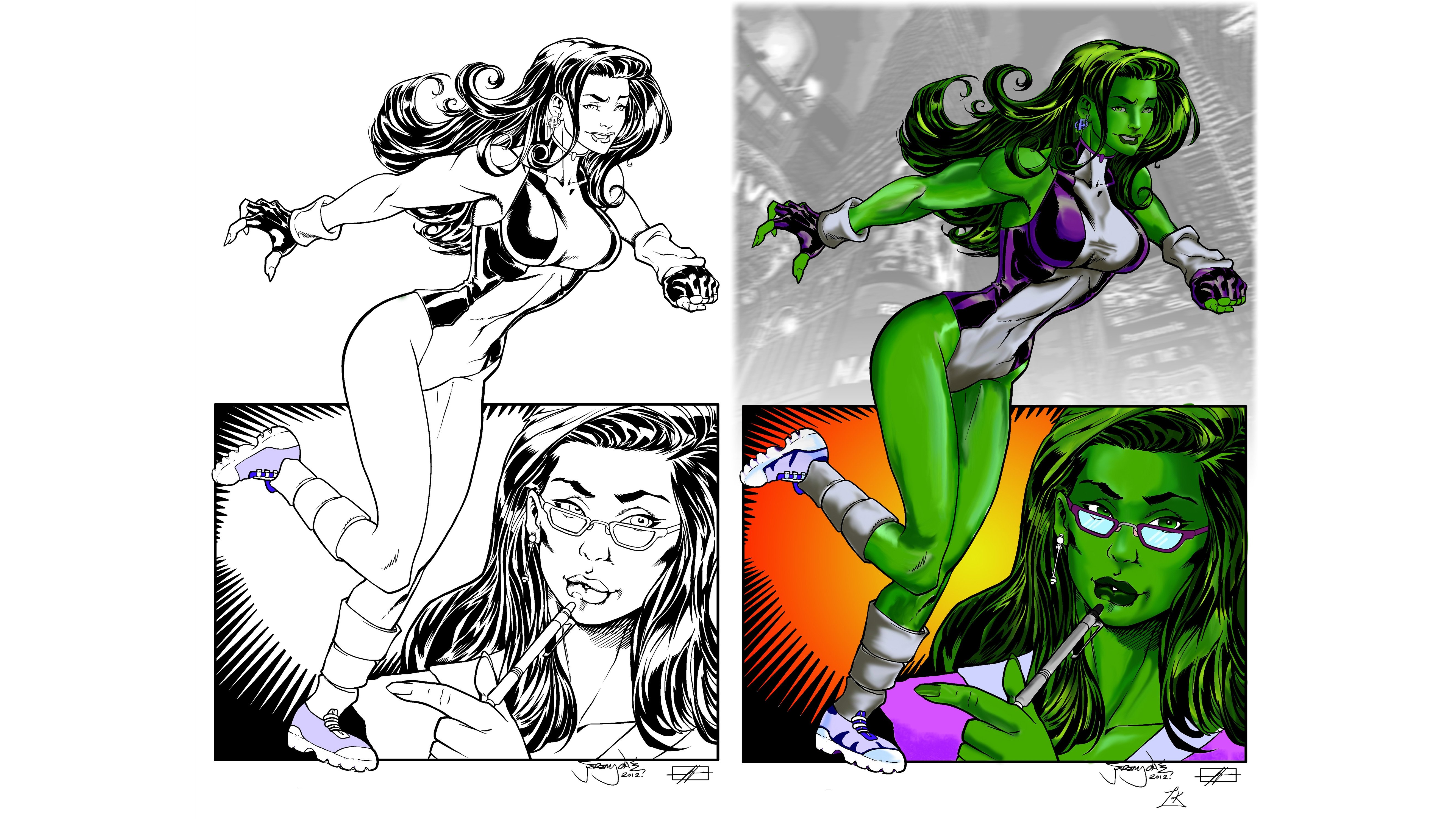 she hulk, Marvel, Comics, Superhero, Hulk, She Wallpaper