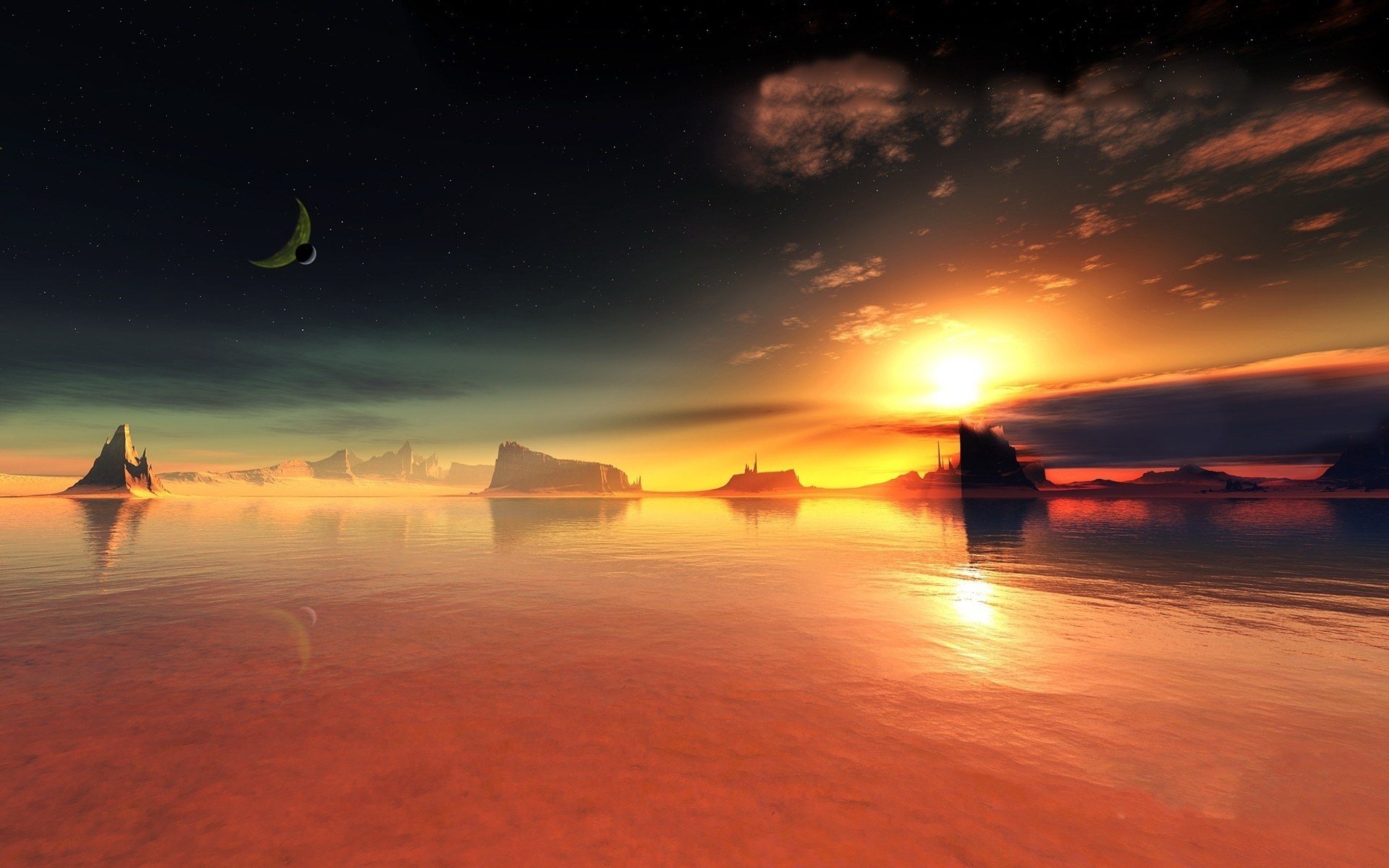 planet, Sky, Sun Wallpaper