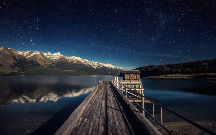 sky, Lake, Mountains, Star HD Wallpaper Desktop Background