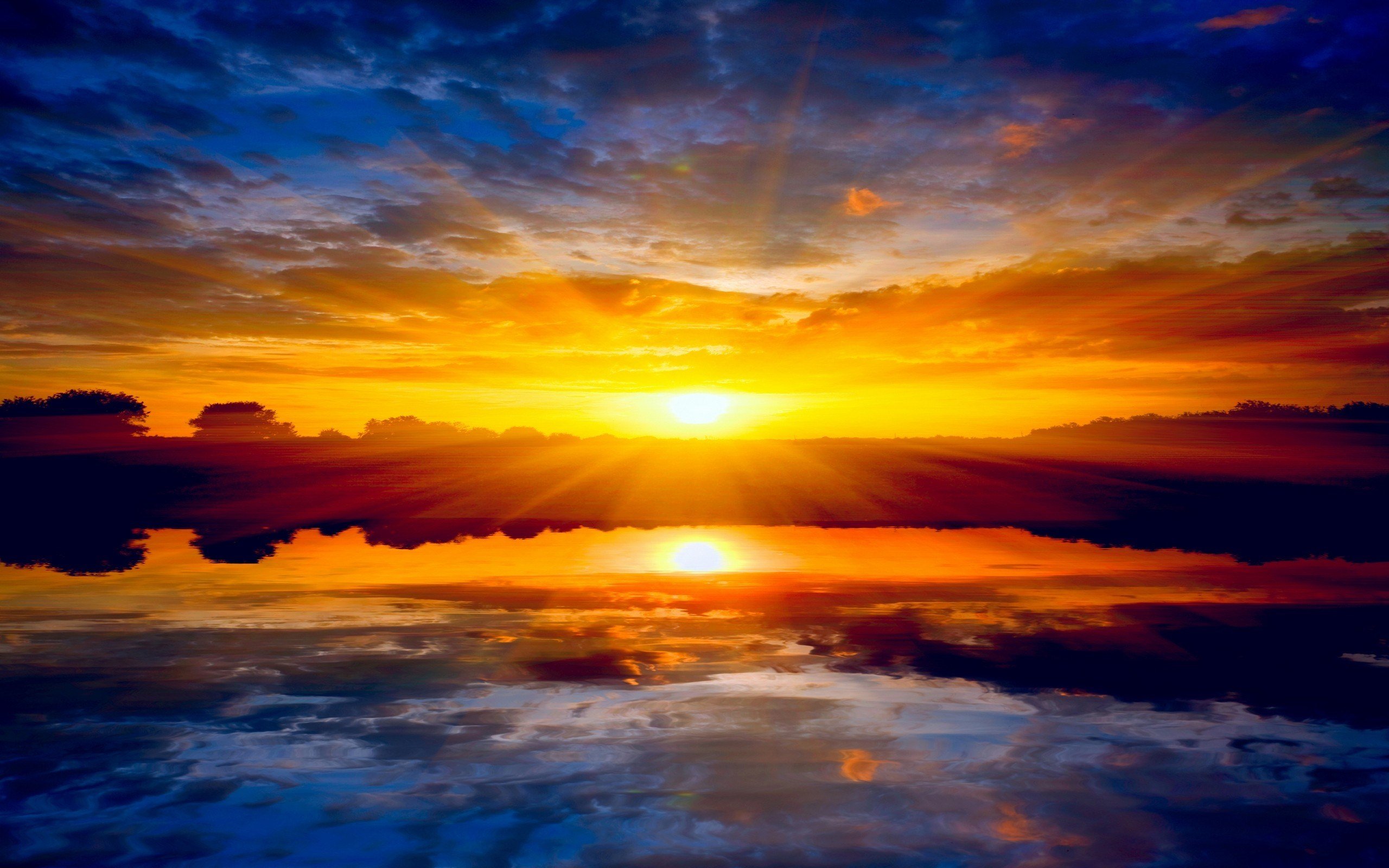 sunsets, Landscapes, Nature, Reflections Wallpaper