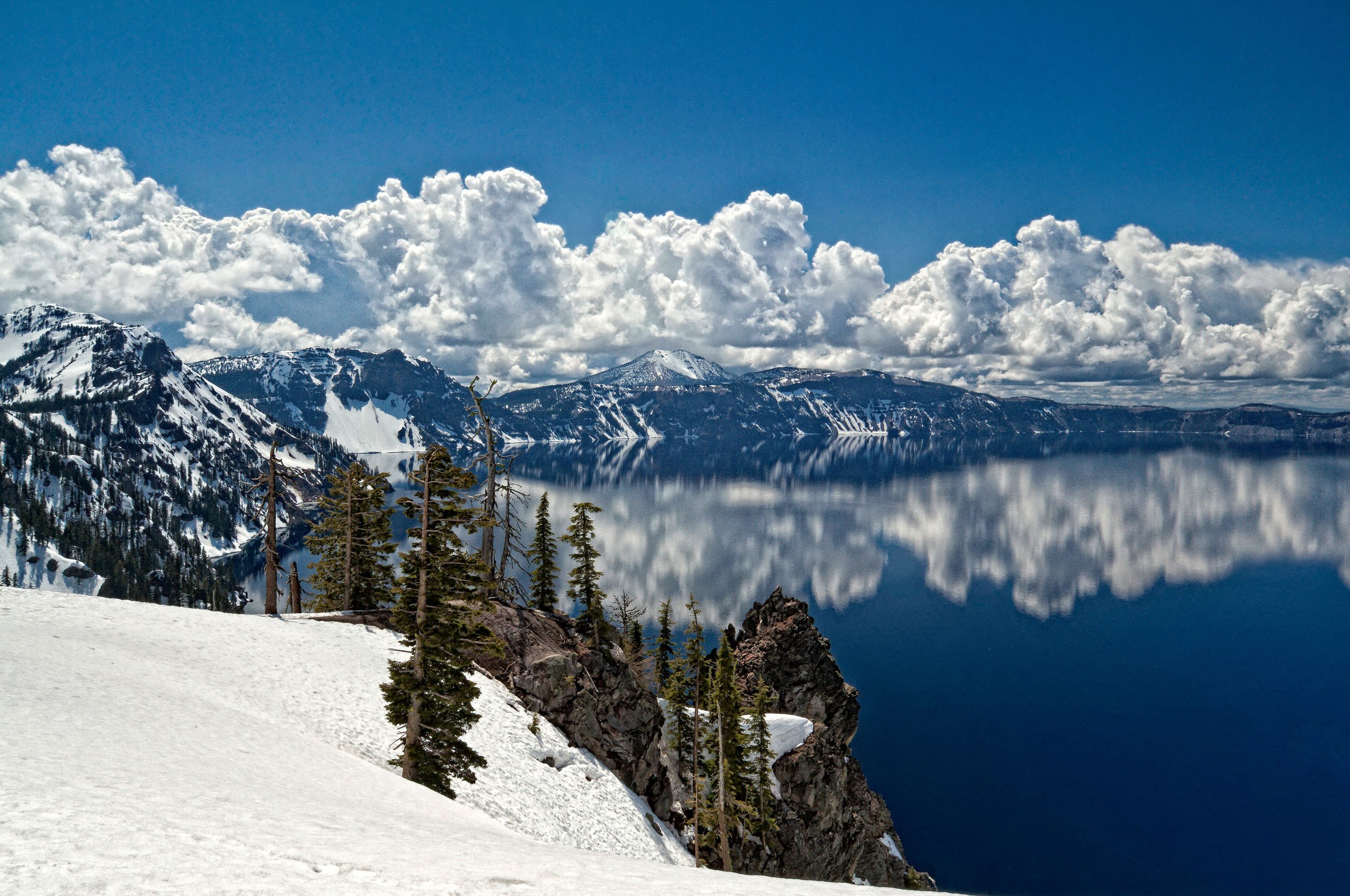 winter, Snow, Lake, Mountains, Reflection Wallpaper