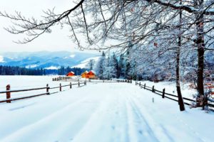 winter, Snow, Farm, House, Rustic
