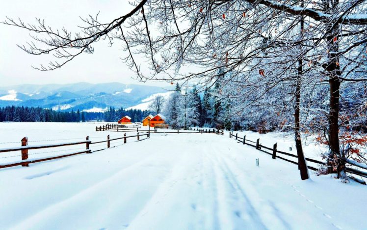winter, Snow, Farm, House, Rustic HD Wallpaper Desktop Background