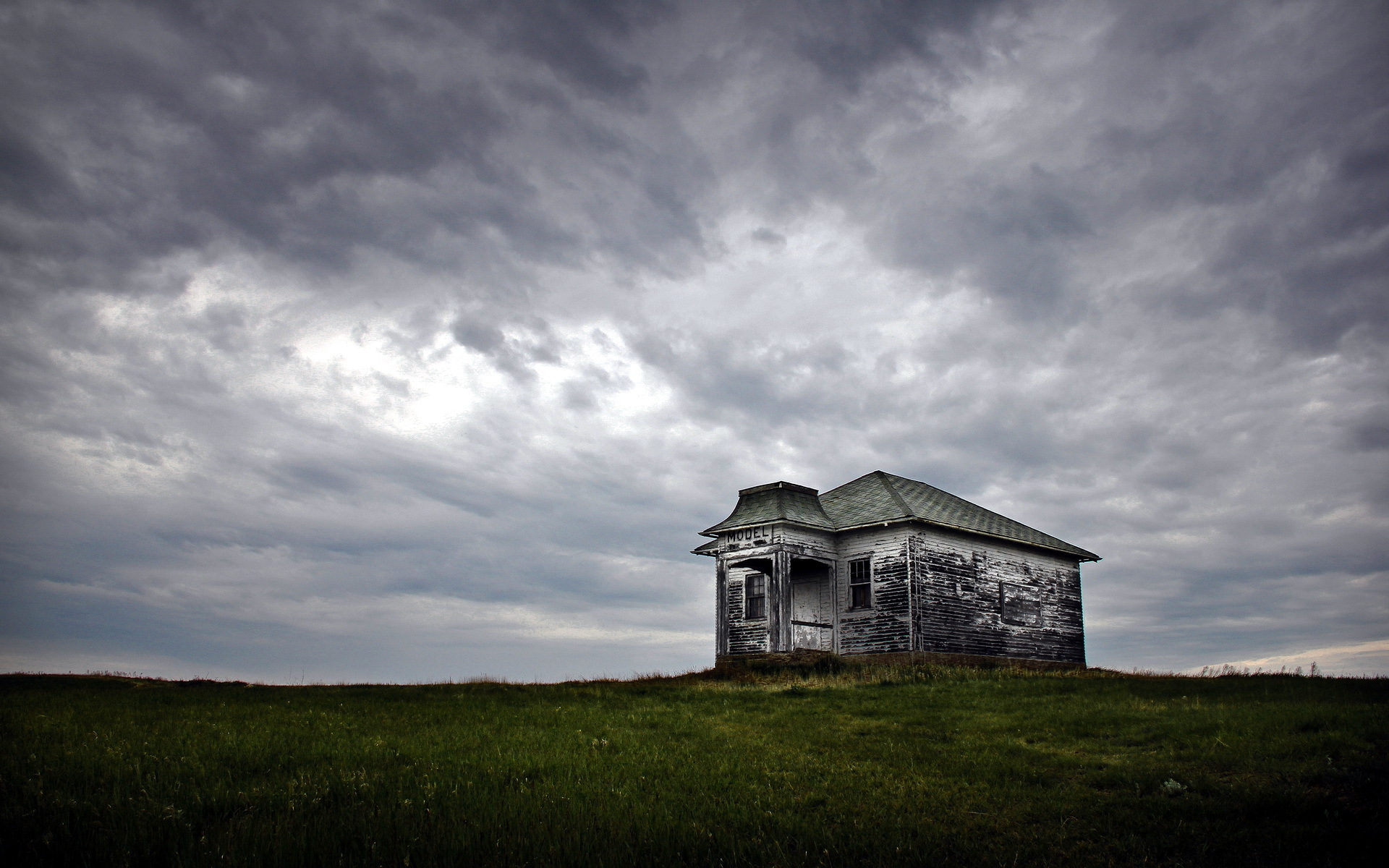 field, House, Landscape, Church, Buildings, Decay, Ruins, Sky, Clouds, Mood Wallpaper