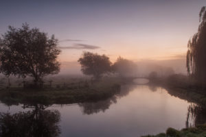 fog, Willow, Morning, River, Landscape, Trees, Orazhenie, Bridge, Sunrise, Reflection, Landscapes, Sky