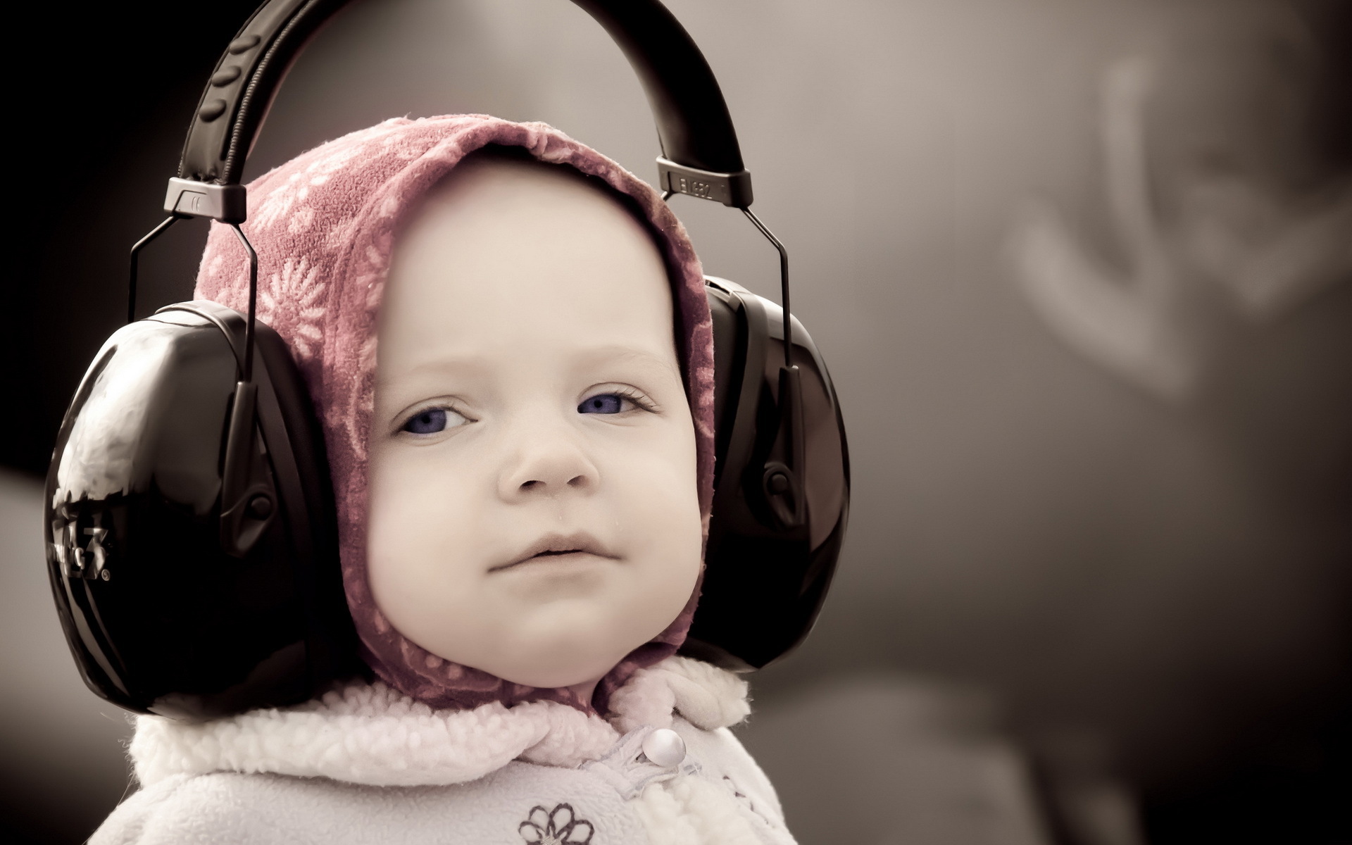 headphones, Mood, Babies, Children, Face, Eyes, Cute Wallpaper