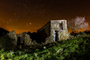 house, Stars, Night, Timelapse, Grass, Tree, Sky, Landscapes, Buildings, Ruins