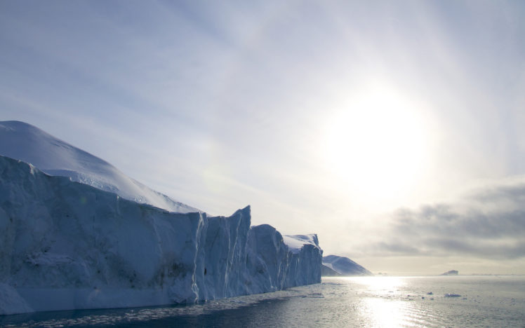 ice, Sunlight, Ocean, Sea, Reflection, Sky, Clouds, Coast, Shore, Iceberg HD Wallpaper Desktop Background