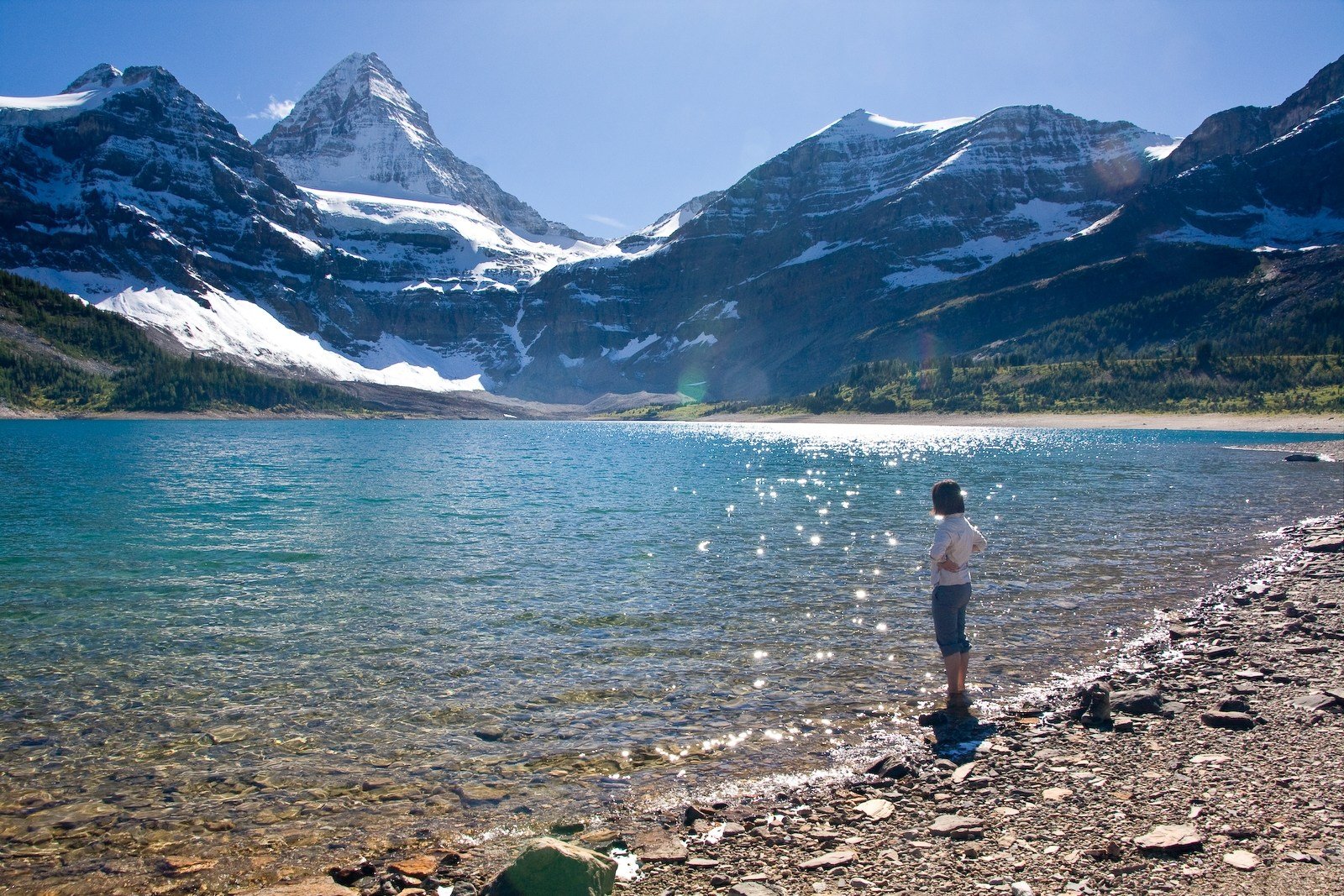 blue, Lake, Columbia, Glacier, British, Banff Wallpaper