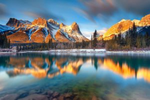 landscape, Nature, Mountains, Lake, Reflection, Alberta, Canada