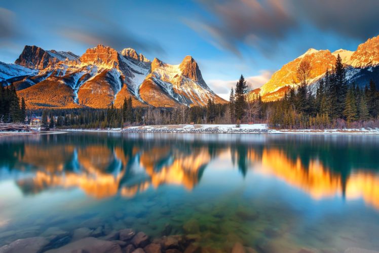 landscape, Mountains, Lake, Alberta, Canada Wallpapers HD / Desktop and Mobile
