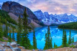 moraine, Lake, Banff, National, Park, Canada, Lake, Trees, Mountains, Landscape