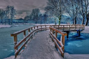 winter, Snow, Bridge, Beauty, Winter, Nature, River