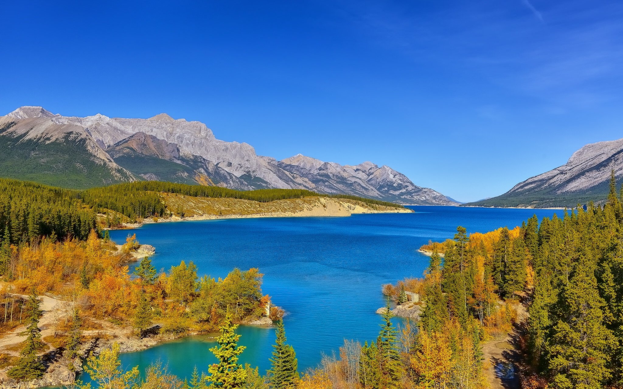 abraham, Alberta, Canada, Canadian, Rockies, Lake, Mountain, Forest, Landscape Wallpaper