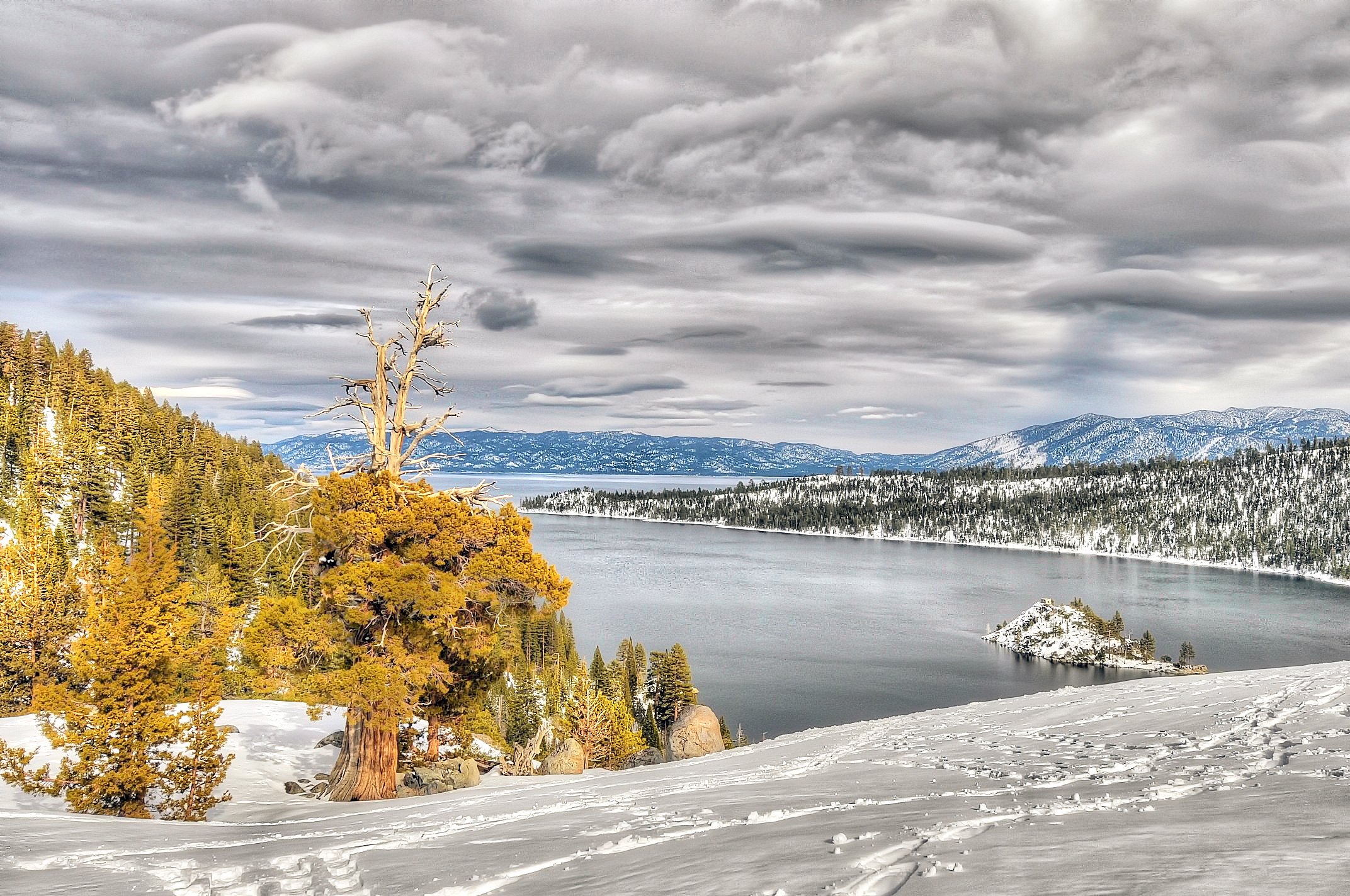 lake, Tahoe, California, Nevada, Winter Wallpapers HD / Desktop and