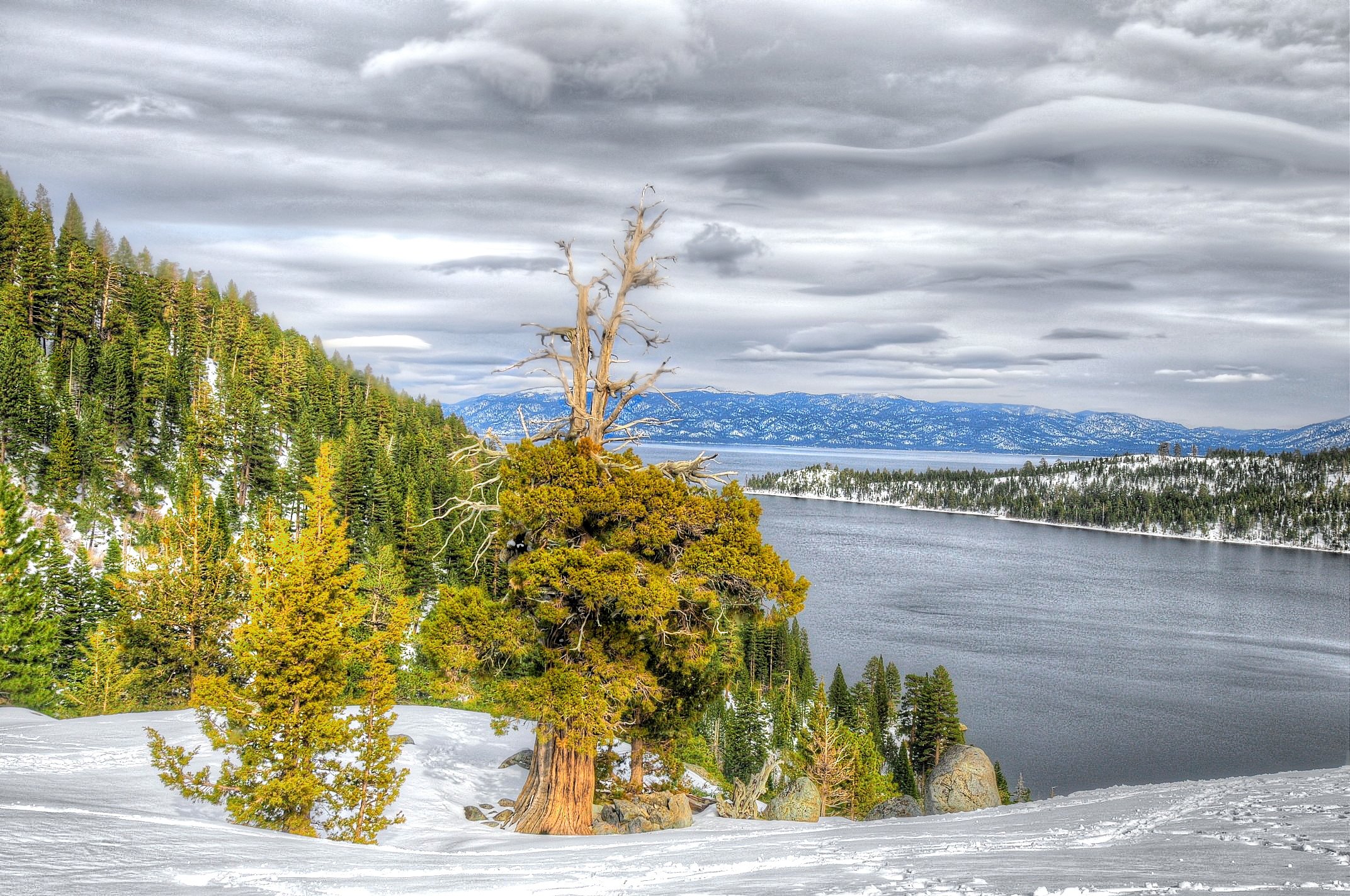 lake, Tahoe, California, Nevada, Autumn, Winter Wallpaper