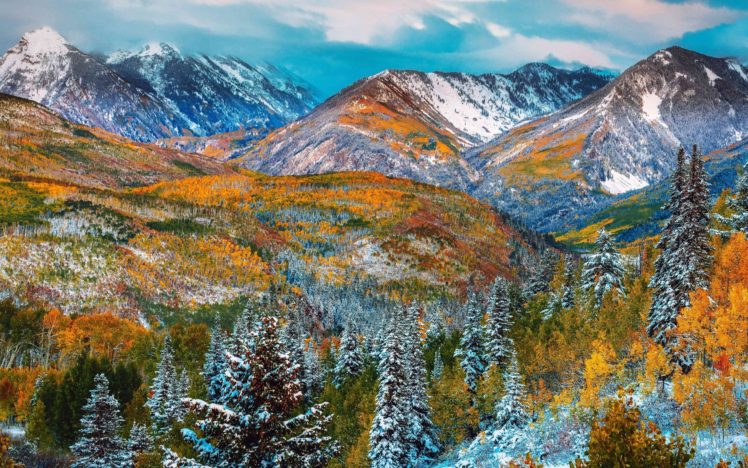 autumn, Mountains, Trees, Landscape, Winter HD Wallpaper Desktop Background