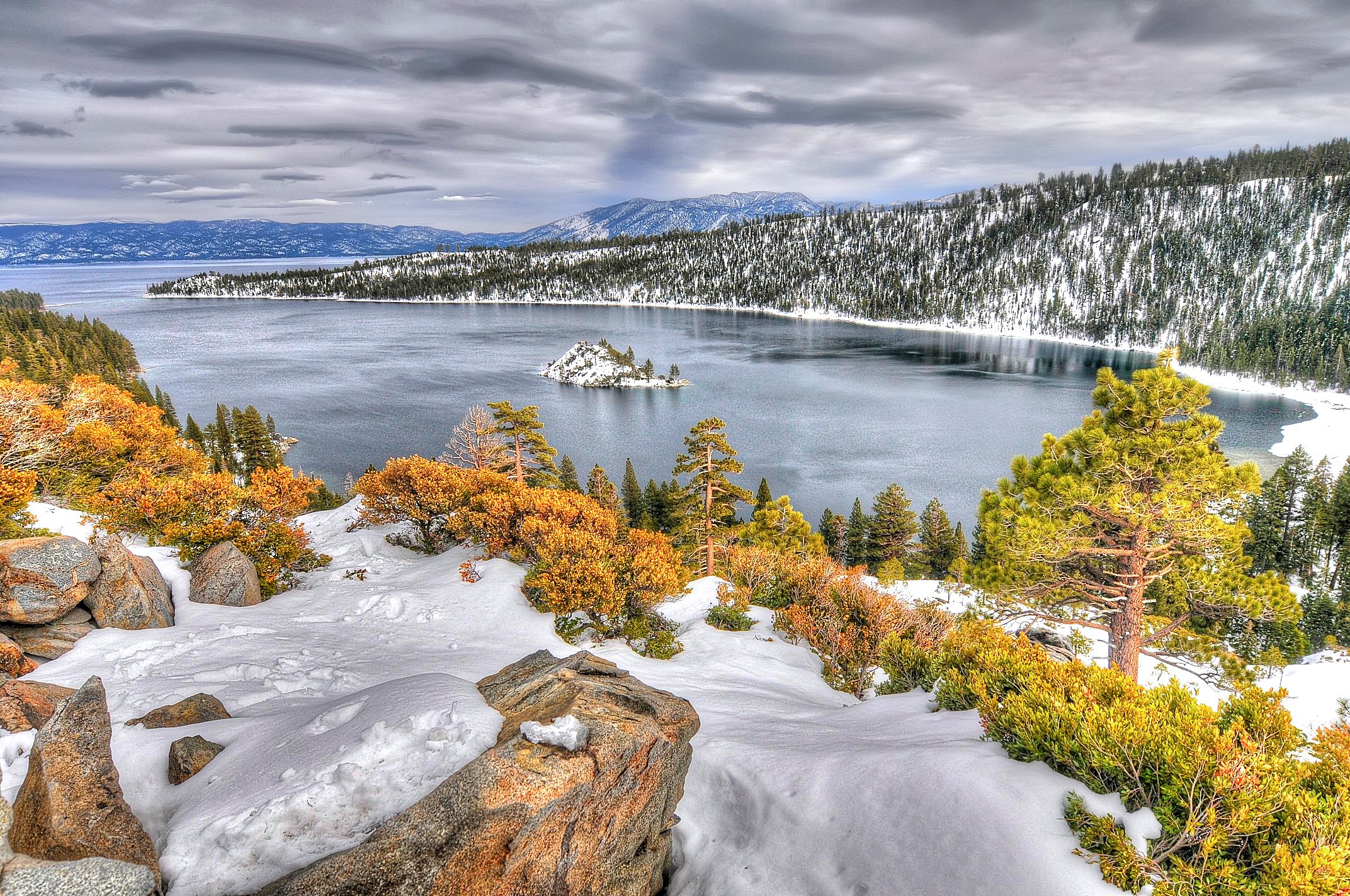 lake, Tahoe, California, Nevada, Autumn, Winter Wallpaper
