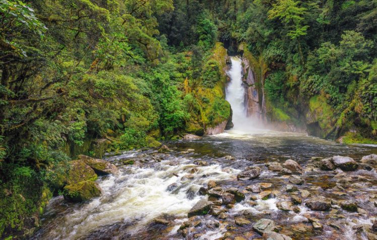 river, Waterfall, Trees, Stones, Rocks, Nature HD Wallpaper Desktop Background