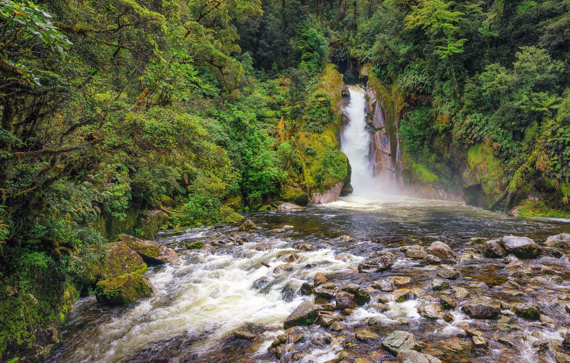 river, Waterfall, Trees, Stones, Rocks, Nature Wallpaper