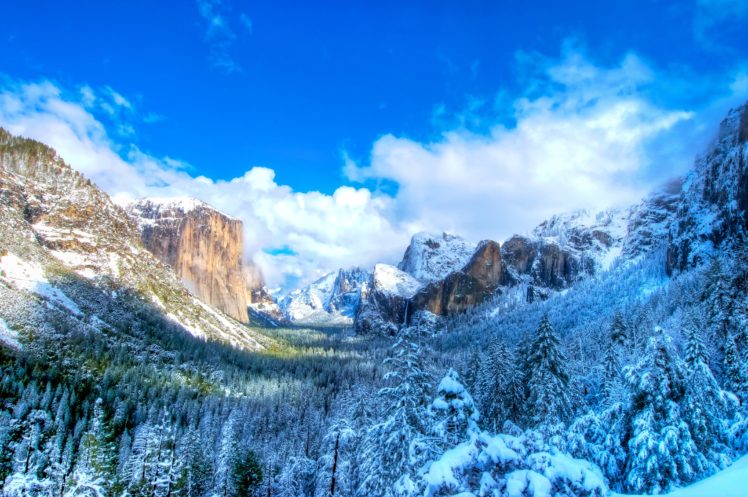 yosemite, Mountains, Trees, Landscape, Winter HD Wallpaper Desktop Background