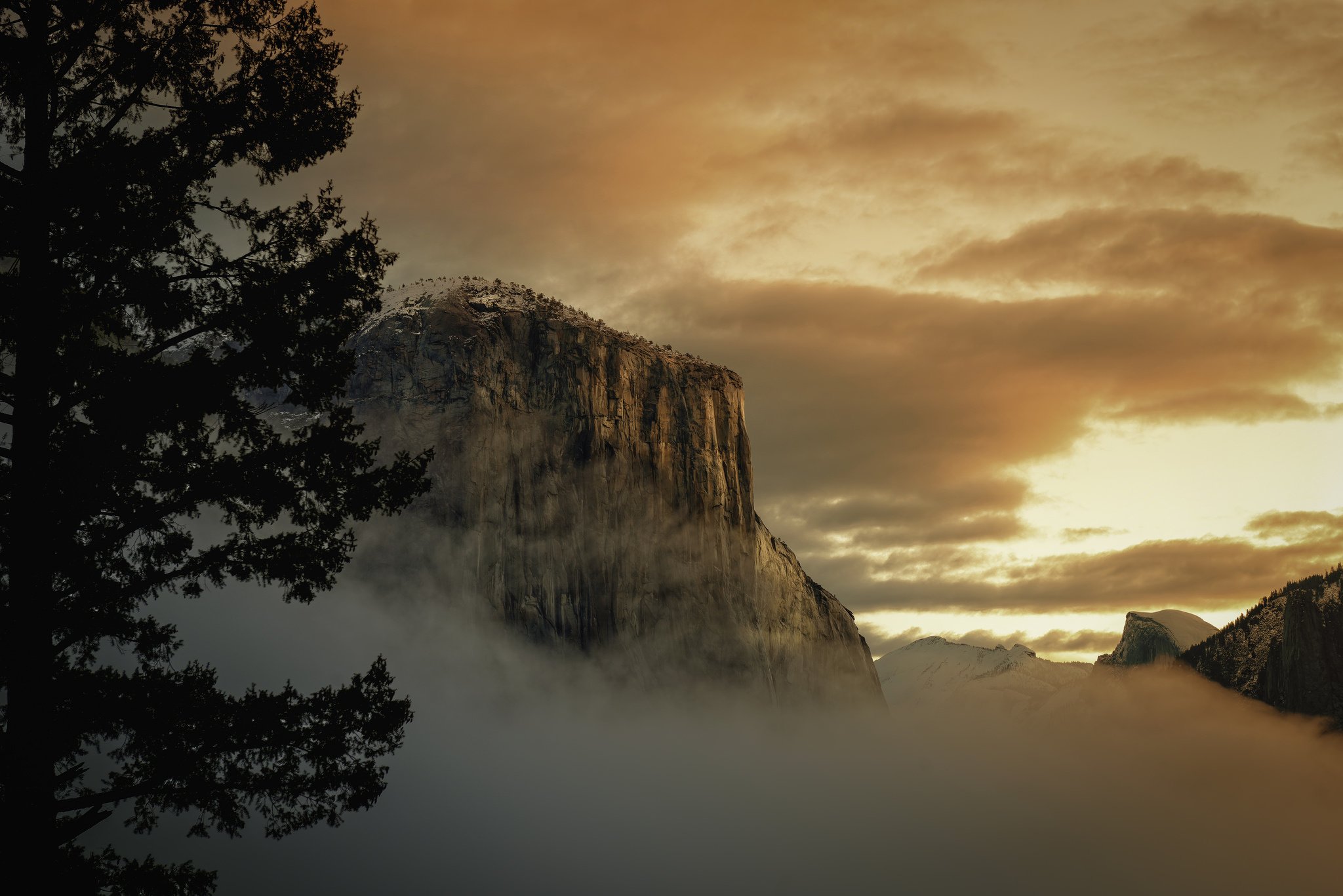 national, Park, Yosemite, Usa, Winter, Mountains, Sunrise, Sunset, Fog Wallpaper