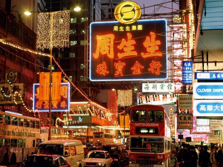 china, Hong, Kong, Roads, Neon, Lights HD Wallpaper Desktop Background