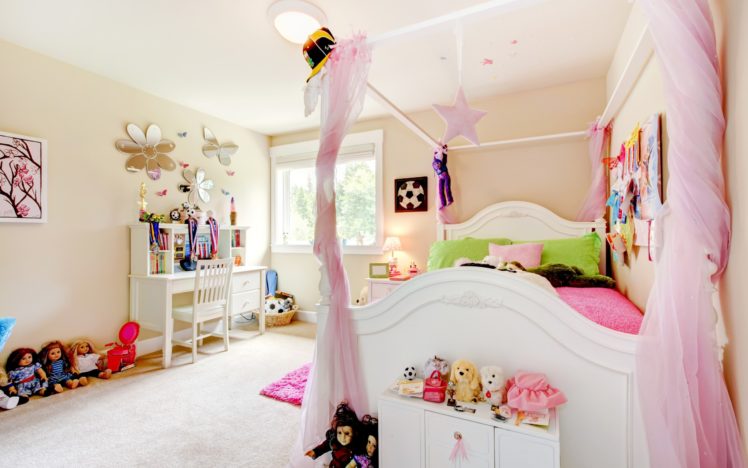 room, Children, Toys, Comfort, Doll, Bed, Pillows, Interior, Design, Pink, Room, Bedroom HD Wallpaper Desktop Background