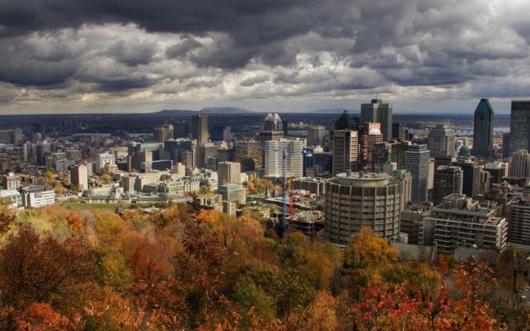 trees, Cityscapes, Skylines, Buildings, Montreal, Hdr, Photography HD Wallpaper Desktop Background