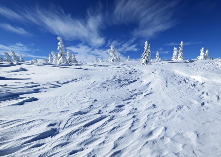 seasons, Winter, Scenery, Sky, Snow, Nature, Mountains HD Wallpaper Desktop Background