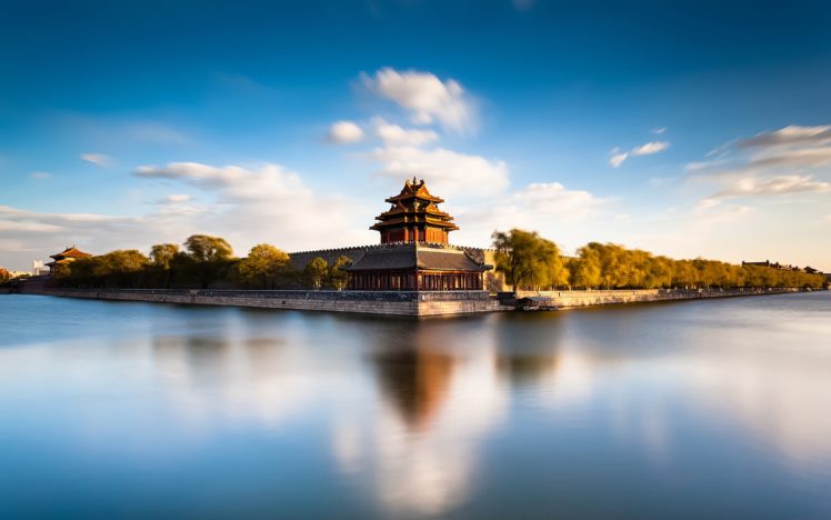 forbidden, City, Beijing, China, The, Palace, Moat, Water, Castle HD Wallpaper Desktop Background
