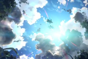 clouds, Kirigaya, Kazuto, Scenic, Sky, Sword, Art, Online, Wings, Yuuki, Asuna, Yuuki, Tatsuya