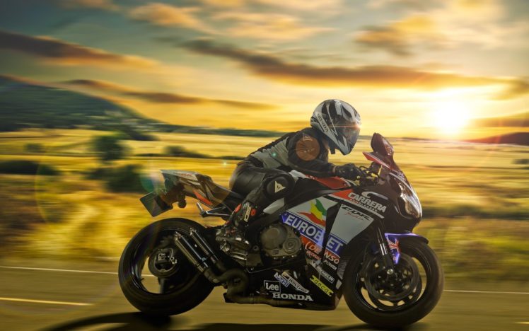 sunset, Highway, Motorcycle, Honda HD Wallpaper Desktop Background