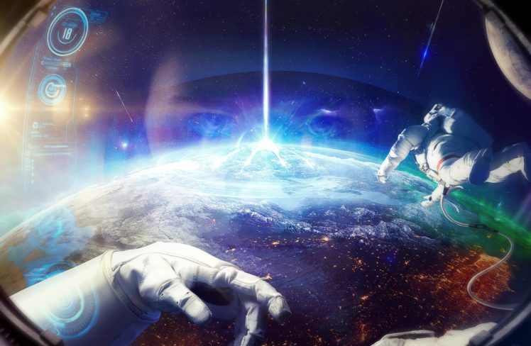 cosmonaut, Earth, Hands, Space, Fantasy, Astronaut, Planet, Artwork, Art HD Wallpaper Desktop Background