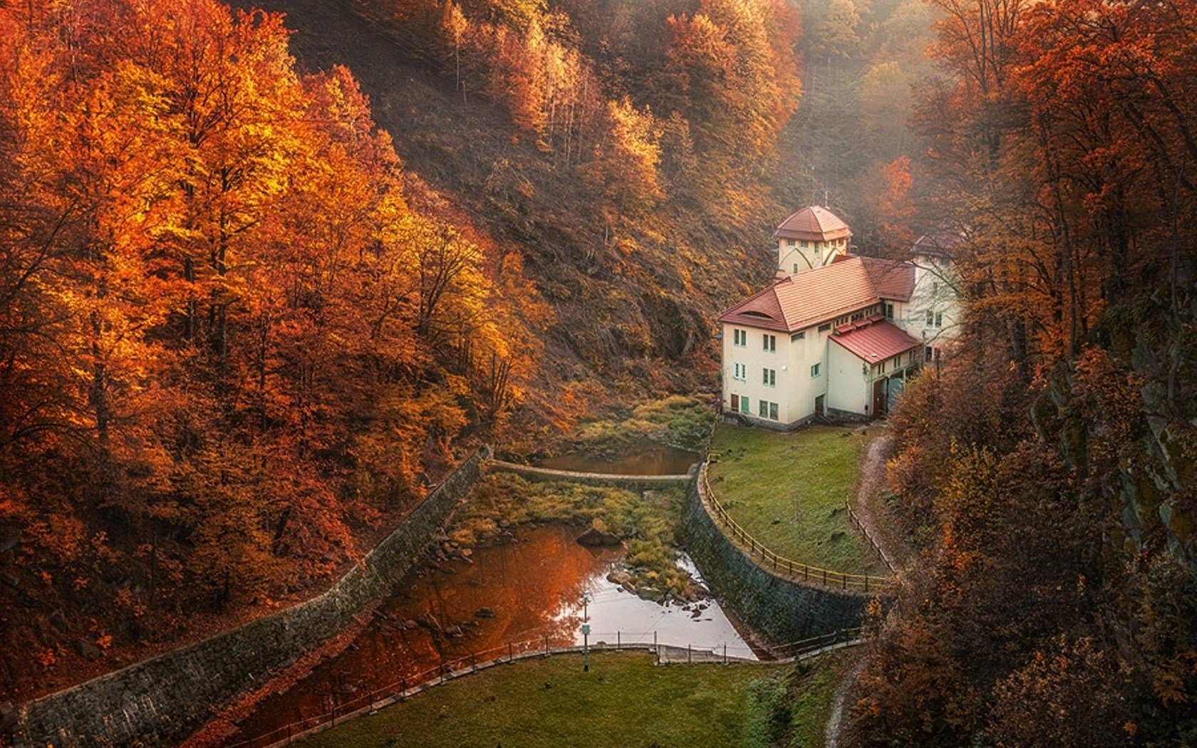 autumn, House, Forest, Beautiful Wallpaper