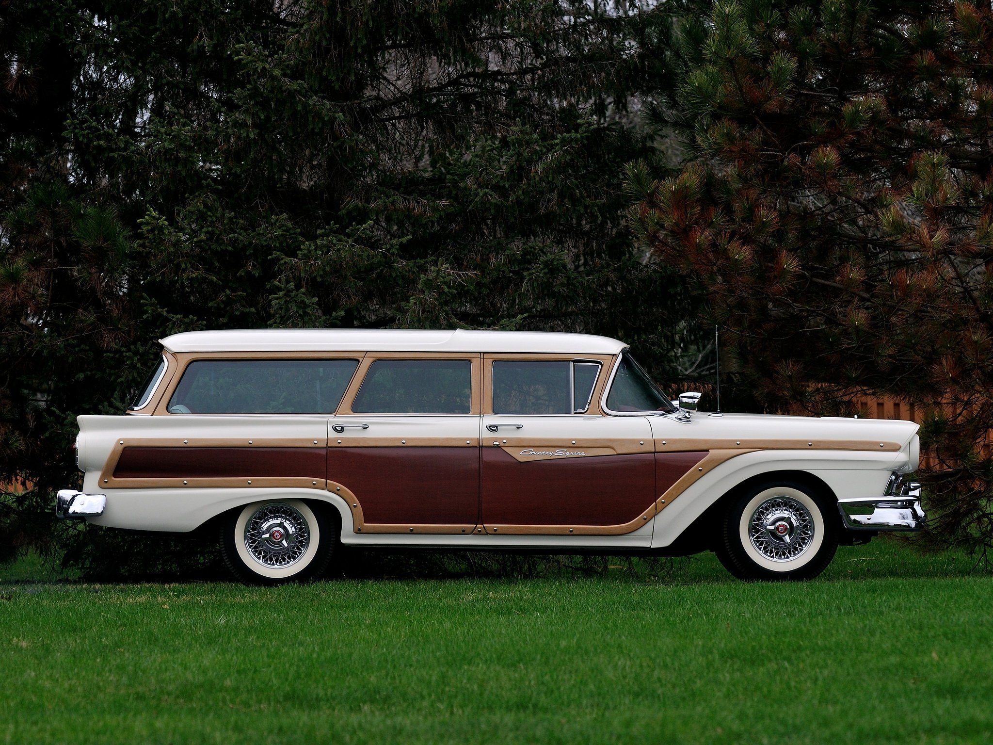 1957, Ford, Country, Squire, Stationwagon, Retro Wallpaper