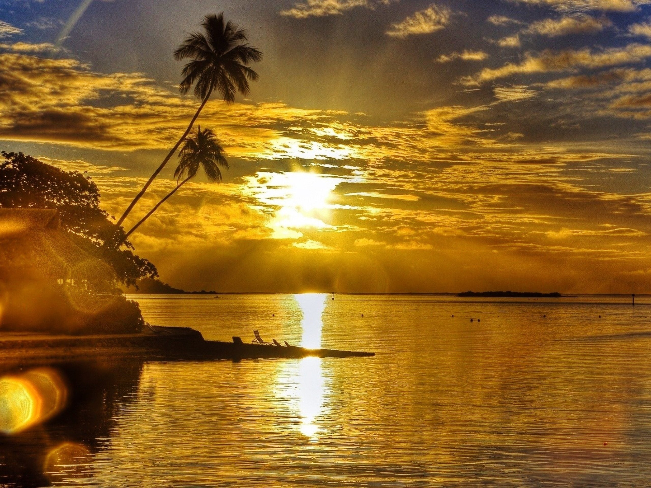 bungalow, Sunset, Aea, Dusk Wallpaper