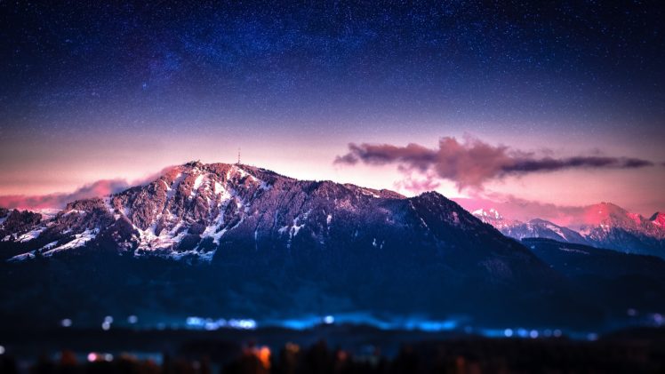 mountains, Stars, Blur, Bokeh, Milky, Way, Waiting, Skies HD Wallpaper Desktop Background