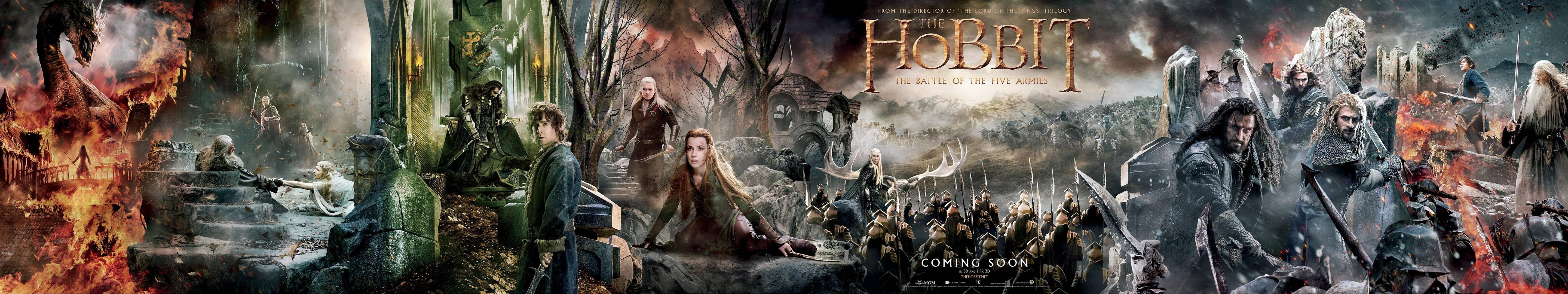 triple, Monitor, Multi, Multiple, Screen, Movie, Film, Hobbit Wallpaper