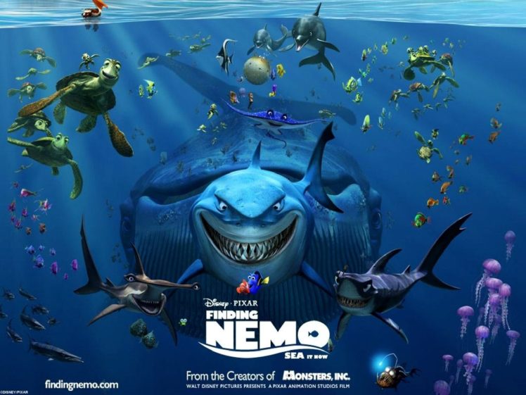 finding, Nemo, Animation, Underwater, Sea, Ocean, Tropical, Fish, Adventure, Family, Comedy, Drama, Disney, 1finding nemo, Shark, Turtle HD Wallpaper Desktop Background