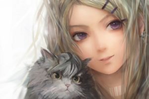 girl, Kitten, Cat, Anime, Face, Anime, And, Fantasy