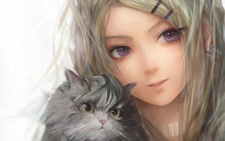 girl, Kitten, Cat, Anime, Face, Anime, And, Fantasy HD Wallpaper Desktop Background