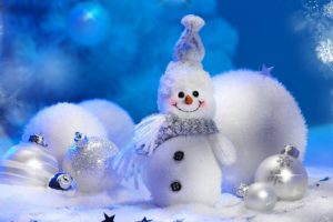 snowman, Toys, Balls, Celebration, New, Year, Winter, Snowflakes, Christmas, Tree