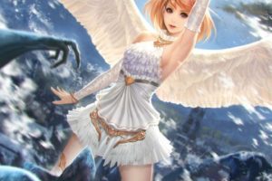 angel, Fantasy, Girl, Sky, Wings